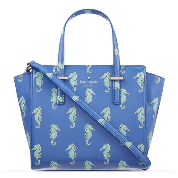 Kate Spade Breath of Fresh Air Cedar Street Seahorses Small Hayden Satchel NWT - Picture 1 of 16